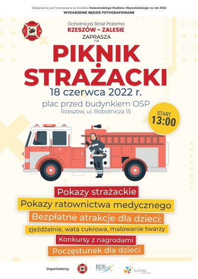 Plakat promujący Piknik Strażacki
